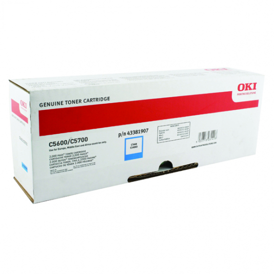 Oki C610 Cyan Original Toner Cartridge (44315307) 